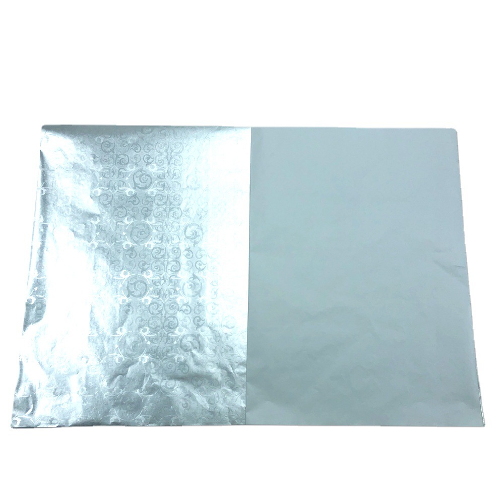 定制银色立体花纹50*70CM铝箔复合纸巧克力包装纸厨房用蛋糕围边