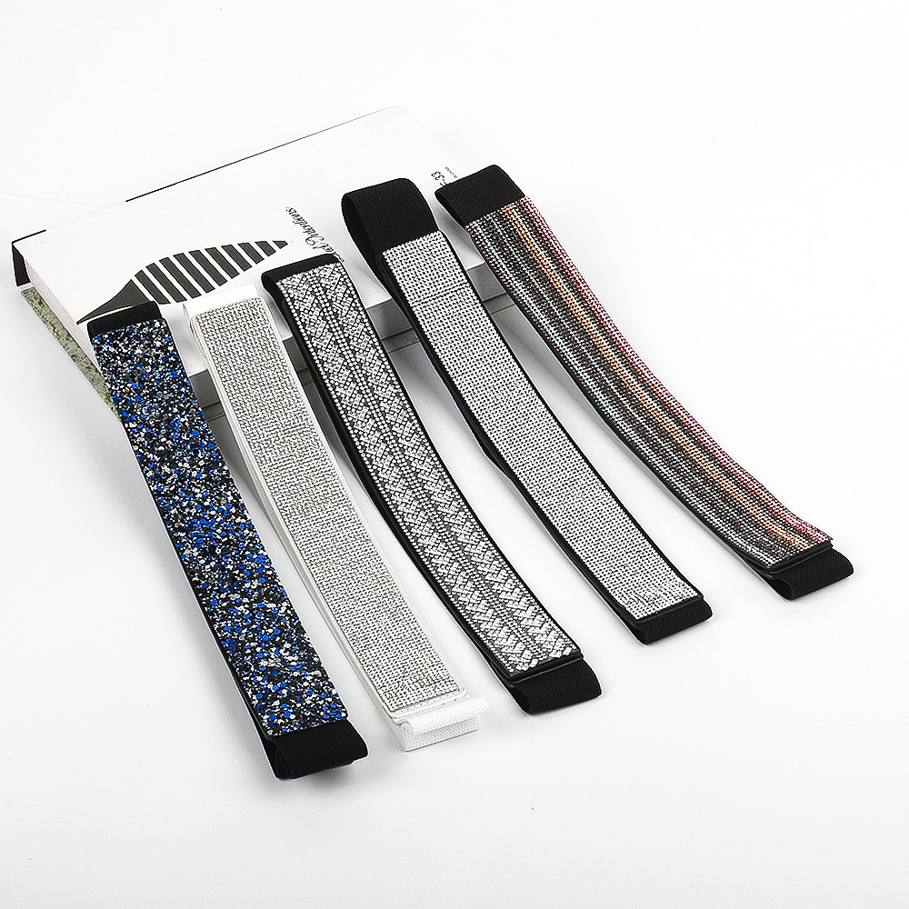Breiter Glitzer Korsettgürtel Für Damen Elastischer Strassgürtel_voghion.com