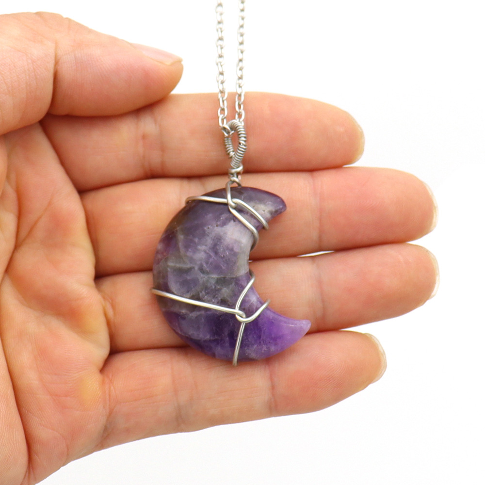 Fashion Moon natural stone Handmade Pendant Necklace 1 Piece