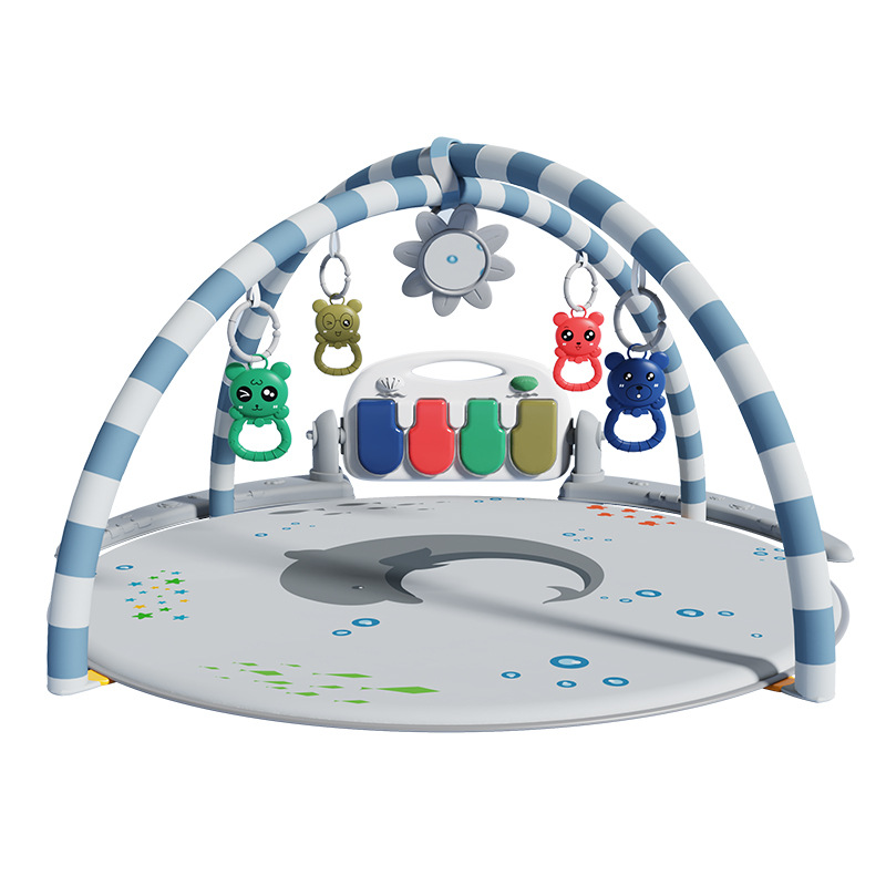 Alfombra de gateo redonda grande con piano de pedales y música para bebés, centro de actividades para bebés, juguetes educativos para la primera infancia