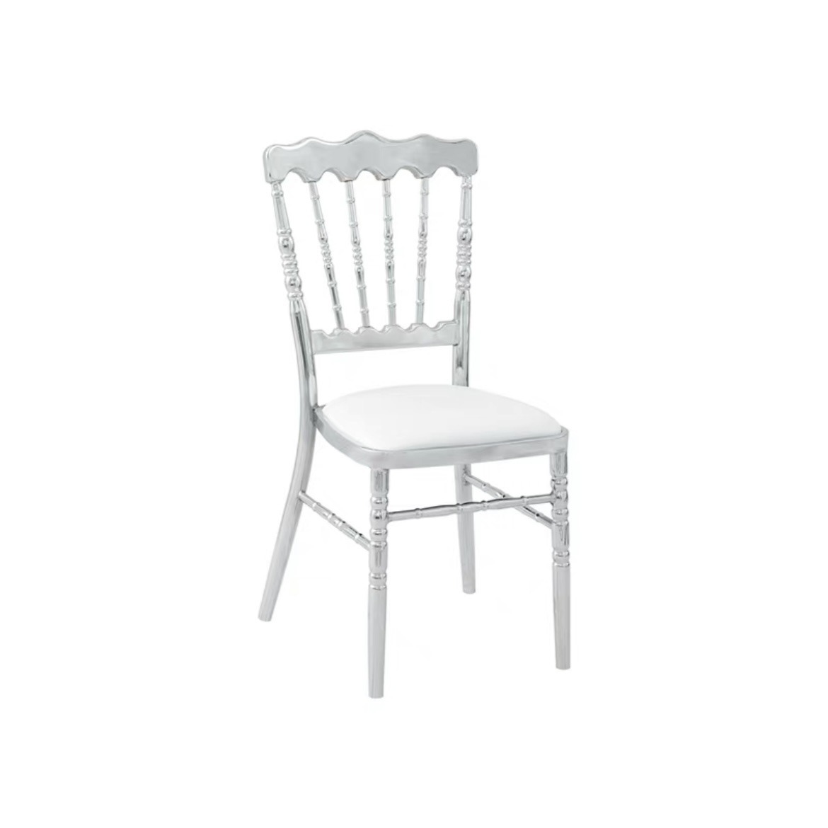 Sala de banquetes de bodas de hotel galvanizado solar silla de espalda redonda Napoleón silla de plata silla de hierro forjado silla de bambú al por mayor