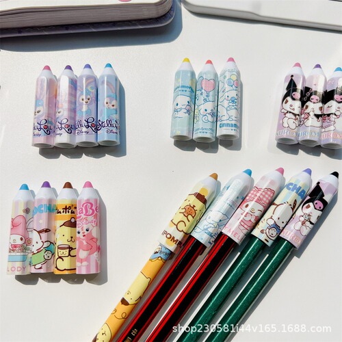 Cute cartoon pencil cap protective cover for primary school students, pen cap extender, girl's simple anti-poke pencil cover, pencil holder