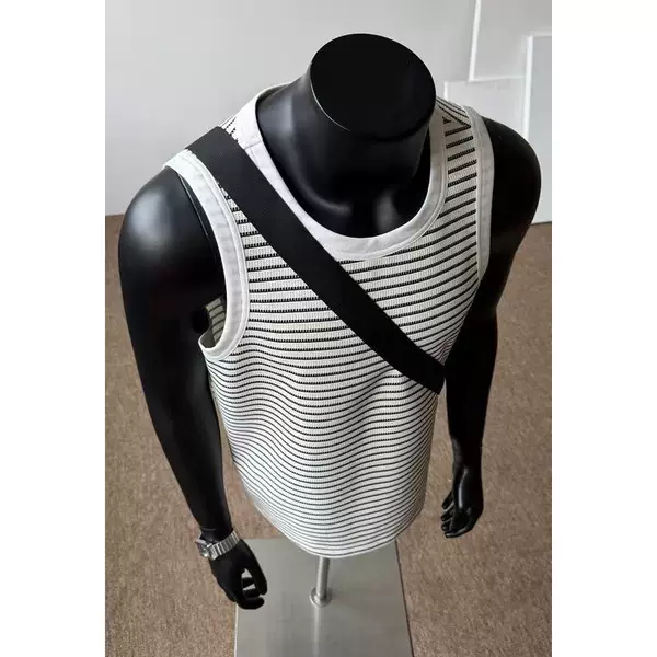 American-style striped tank top for men, summer thin trendy casual sleeveless t-shirt, loose and versatile for fitness and sports