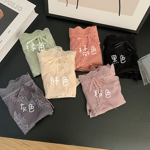 Pure and desire hollow lace sexy splicing satin mulberry silk crotch mid waist large size beautiful buttocks underwear for women