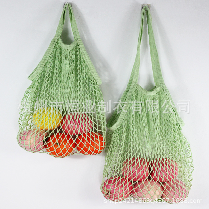 Bolsa de malla de algodón portátil al por mayor Bolsa de compras Supermercado Bolsa de malla de verduras y frutas Bolsa de compras Bolsa tejida hueca