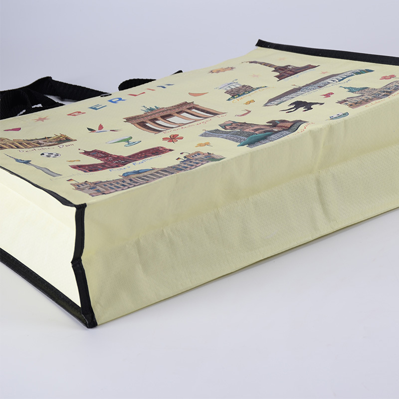 Promotional logo large-sized laminated fabric shopping bag for clothing store advertising, thick shopping tote bag