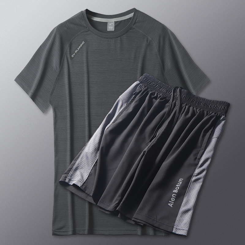 Ropa de fitness para hombres de verano delgada hielo rápido secado ropa de correr suelta juego de baloncesto camiseta transpirable de manga corta