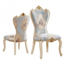 欧式餐椅田园实木布艺酒店梳妆书桌美甲靠背凳子单人家用餐厅椅子
