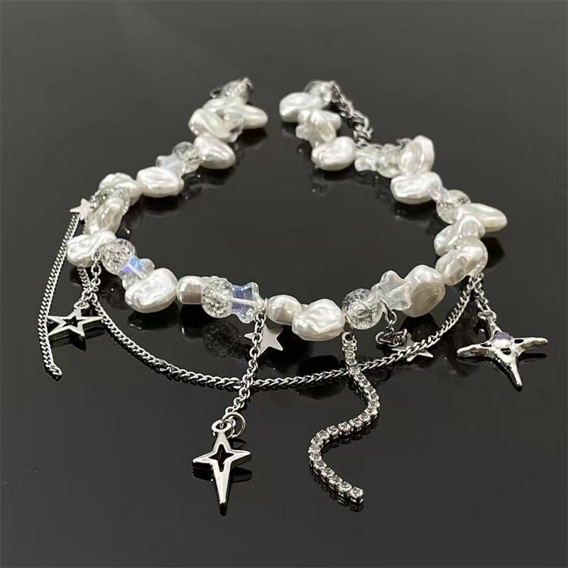 Sweet Cool Style Geometric Star Imitation Pearl Alloy Beaded Tassel Plating Women's Necklace display picture 2