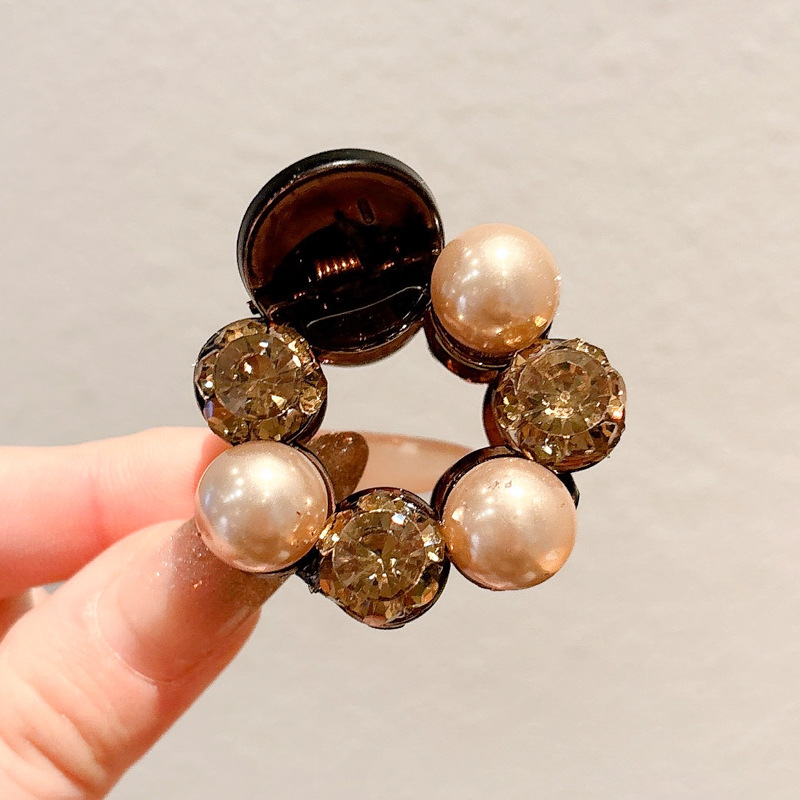 2025 Japón y Corea del Sur de alta calidad rosa con diamantes de medio cabello pequeño clip de agarre de cabello de cola de caballo alto clip de cabello de mar adornamiento para mujeres