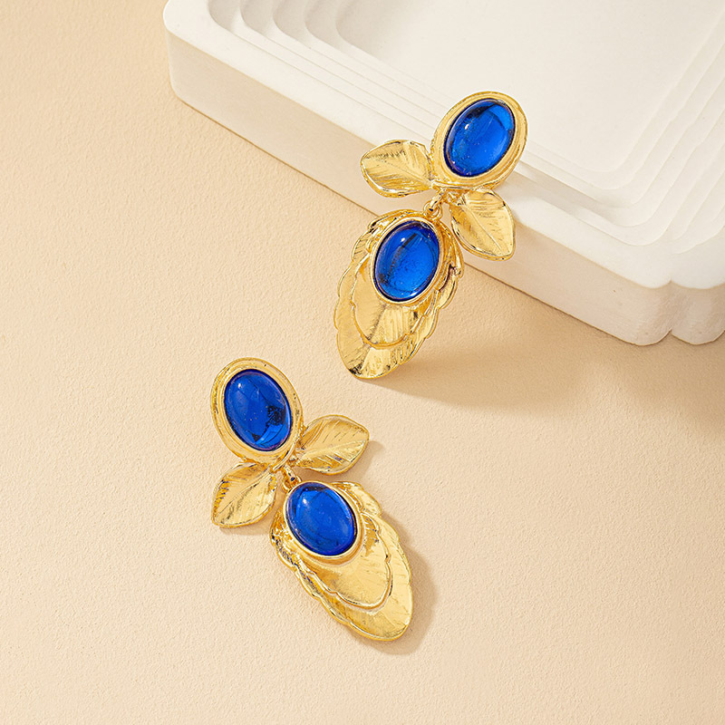 19g Weight Ear Studs Classification 1 Pair Quantity Holiday Occasion Alloy Material Oval Pattern Women's Gender Inlay Design Retro Style 1 Pair Retro Oval Inlay Alloy Ear Studs 10