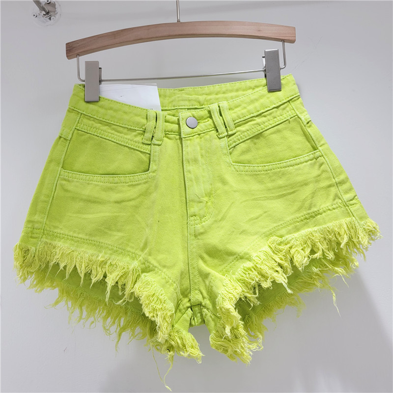 Pantalones Cortos Jeans de Mujer con Deshilachado de Poliéster
