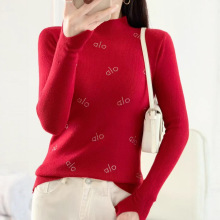 秋冬季新款套頭重工燙鑽毛衣女式寬松洋氣修身內搭針織打底衫上衣