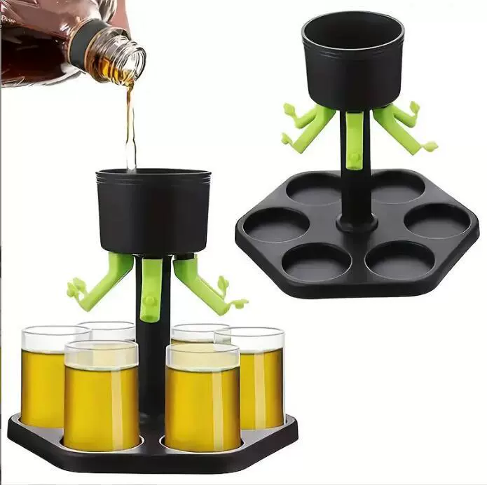 六角公平分酒器 Points glass 聚会公平倒酒分配器酒杯托盘套装