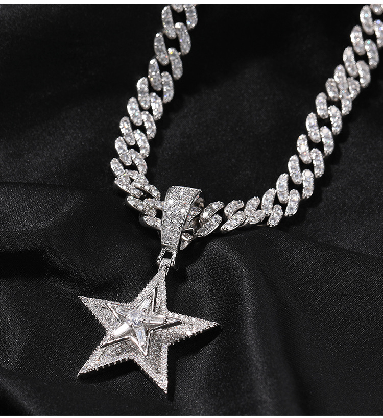 35g Weight Brass Pendant Material Pendant Necklace Classification 304 Stainless Steel Chain Material Hip-Hop Vintage Style Star 304 Stainless Steel Brass Men's Pendant Necklace Men Pendant Necklaces