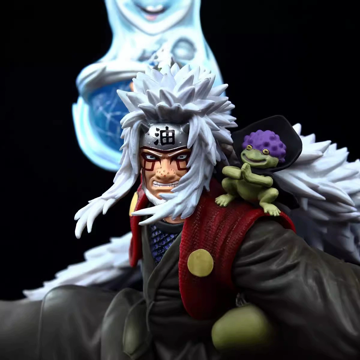 Anime peripherals Naruto GK Fire Wind Toad Jiraiya Two-headed sculpture Statue scene model Boxed figure