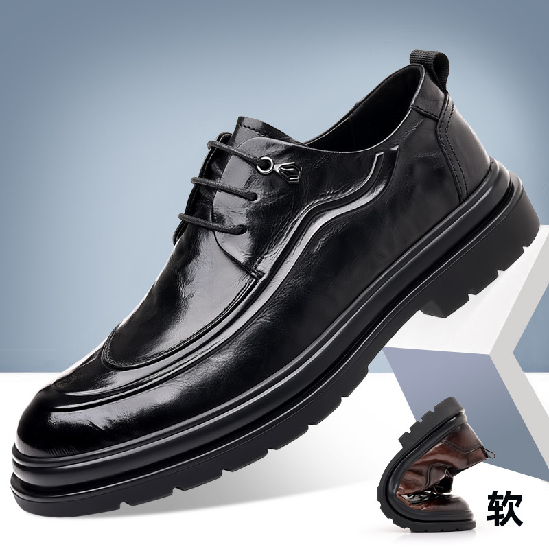 Zapatos de cuero para hombres de verano transpirables vestidos de negocios zapatos de cuero para hombres estilo británico retro marrón casual zapatos de boda novio