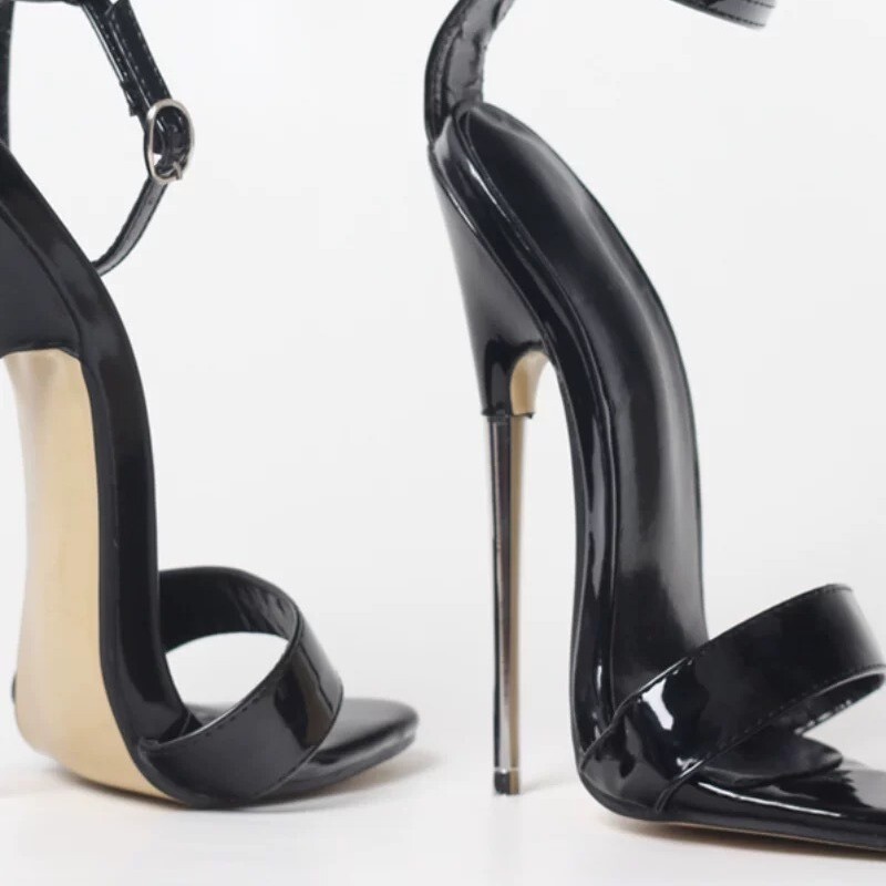18CM super high heel sandals sexy coquettish bed fetish plus size European and American fashion fish mouth word belt