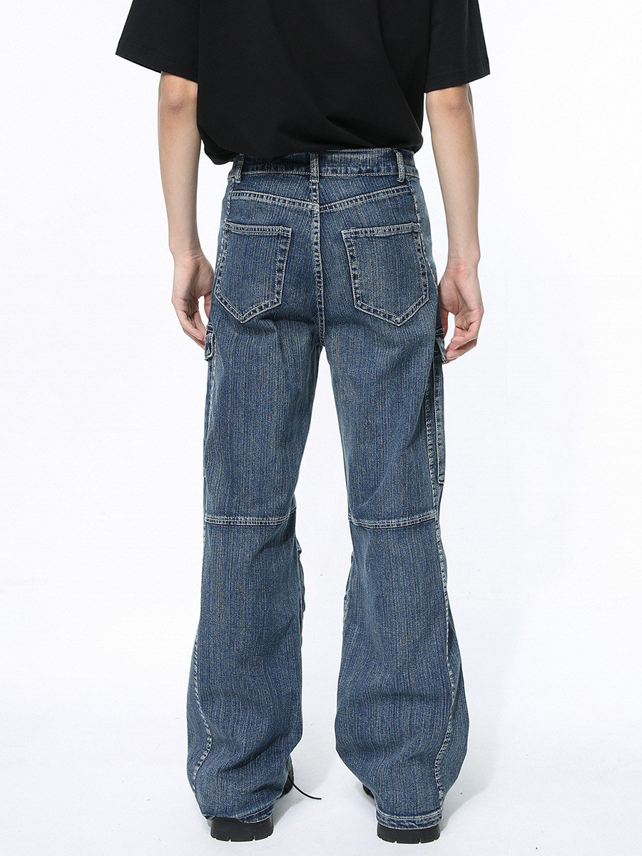 Mtlclothes ropa de Hombre | 2024 primavera nuevo diseño avanzado de moda tridimensional multi-Bolsillo ropa de trabajo jeans