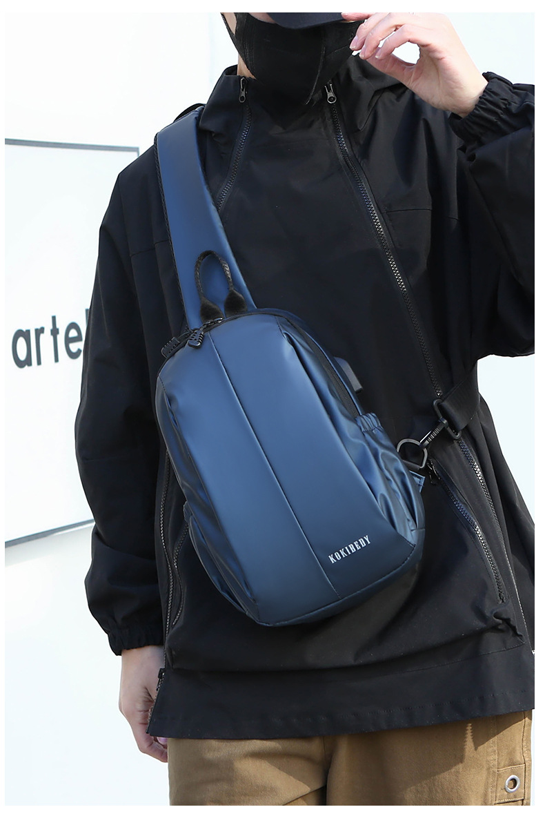 Men's crossbody bag, large-capacity chest bag, single-shoulder backpack, multi-functional men's bag, water-resistant chest bag, small bag, cross-border undefined