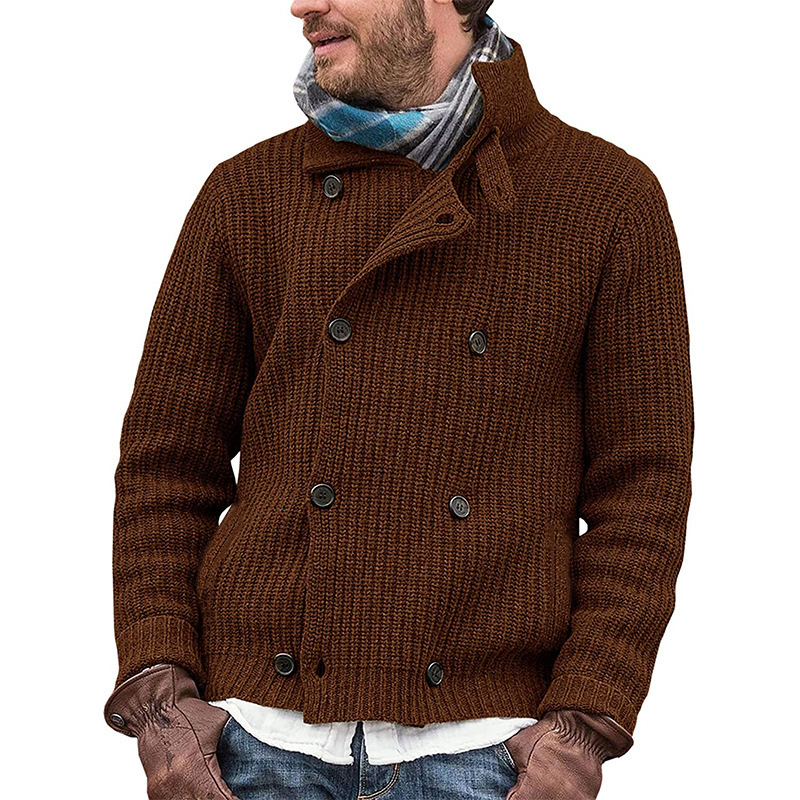 2025 New Large Size Sweater Solid Color Button Knitted Jacket Men's Clothing_voghion.com