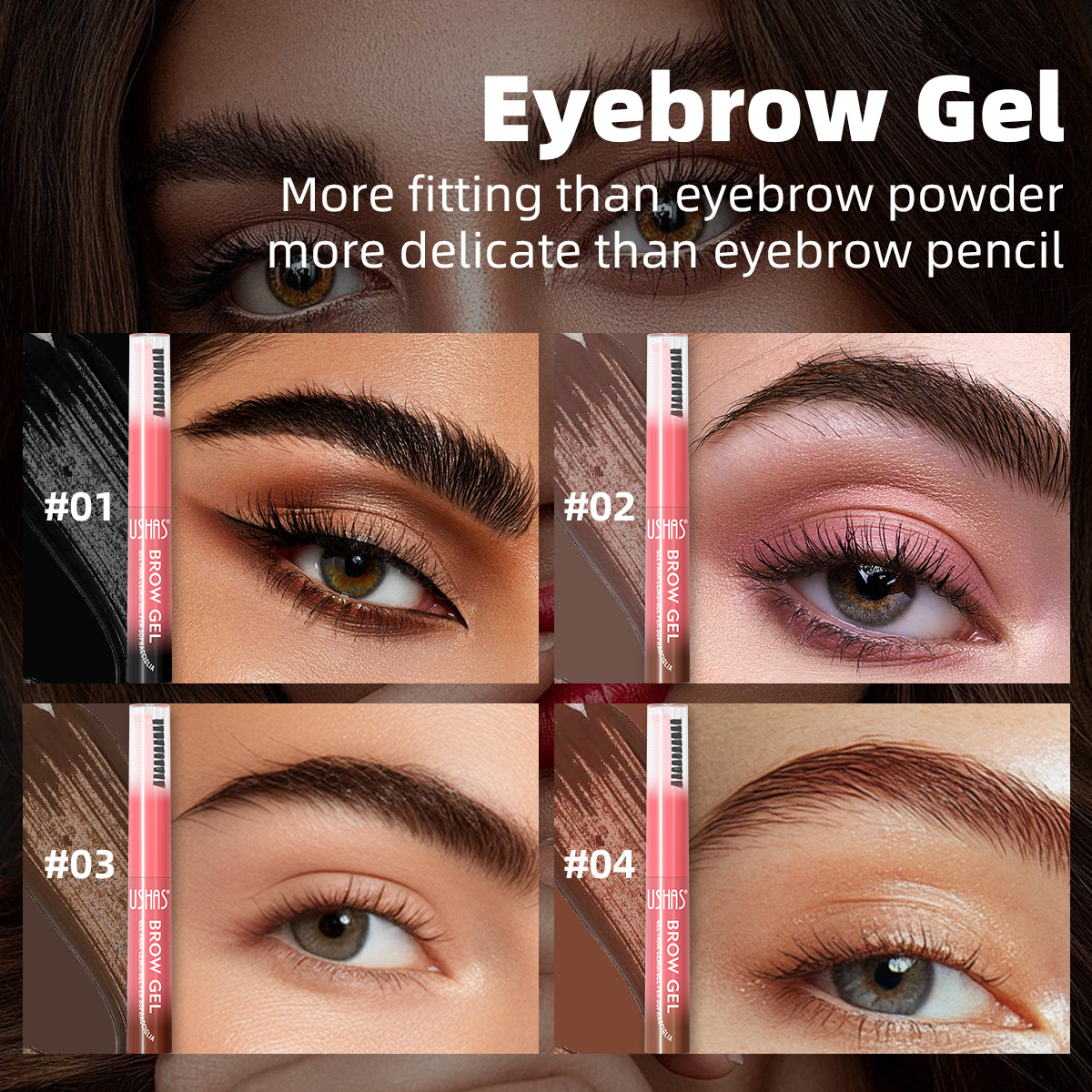 USHAS Europa y los Estados Unidos punto transfronterizo venta impermeable duradero doble cabeza cepillo de cejas gel UC155 image 4