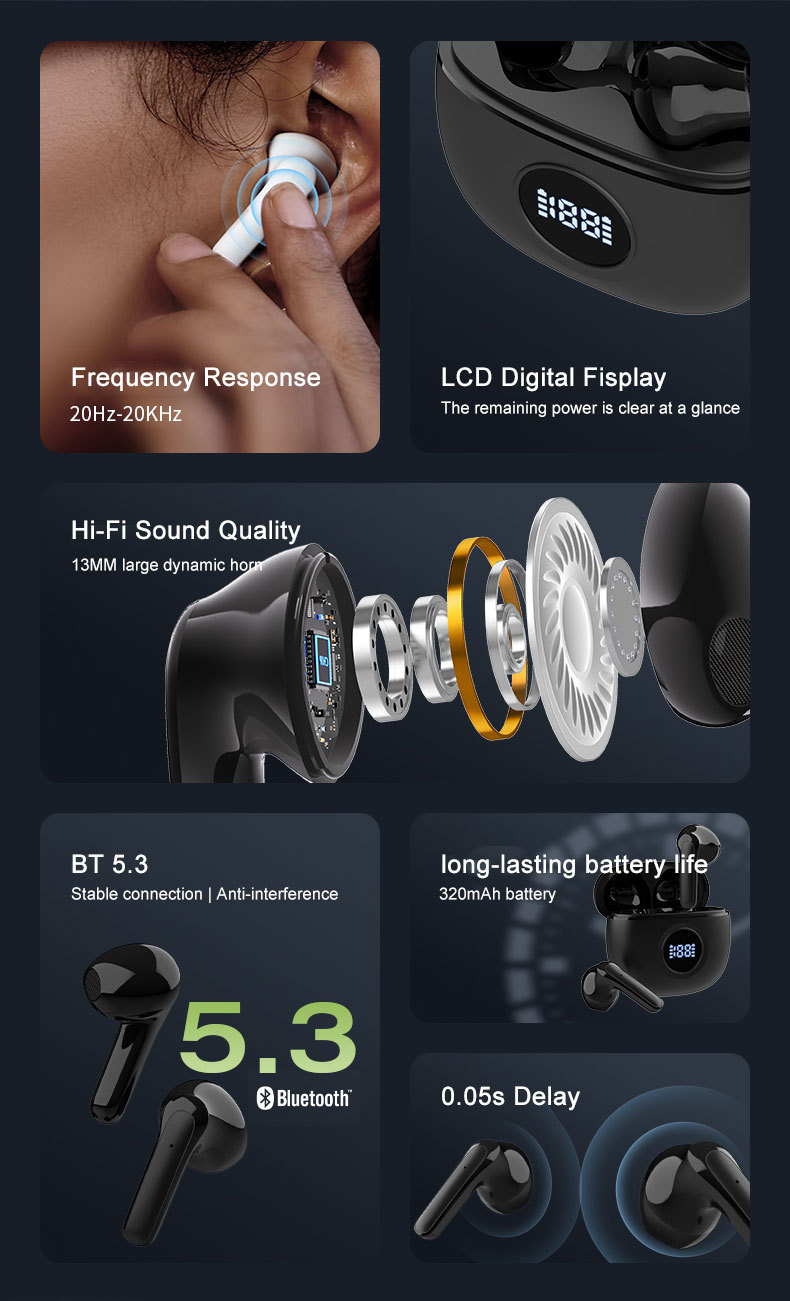 S62 Bluetooth 5.3 In-ear Kopfhörer Mit Geräuschunterdrückung Sport_voghion.com