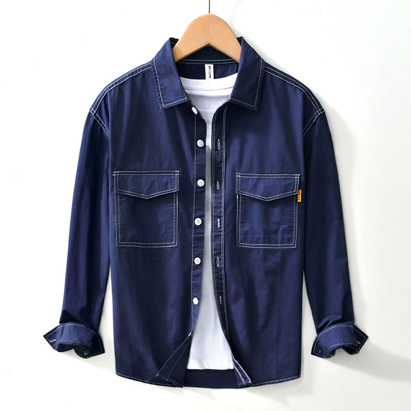 9003 Американская Ретро яркая линия, многослойная рубашка с длинными рукавами, свободная повседневная хлопковая рубашка, куртка, цельная доставка