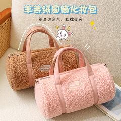 New lamb wool makeup bag for women, portable, suitable for makeup artists, multi-functional storage, wash and brush organizer, crossbody storage bag