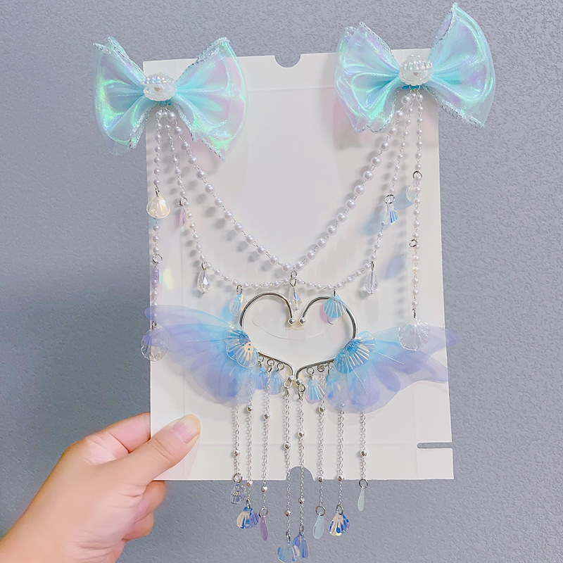 Blue mermaid forehead chain + ear hooks