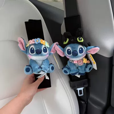 Seat belt shoulder pad Fun Seatbelt Shoulder Pads, Cute Cartoon - black-shoulder-pads-four-season-garland-stitch-hat-toothless-stitch-pair