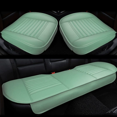 Leather Small Three-piece Car Cushion Seat cushion, seat cover - green-all-inclusive-three-piece-set-without-bamboo-charcoal