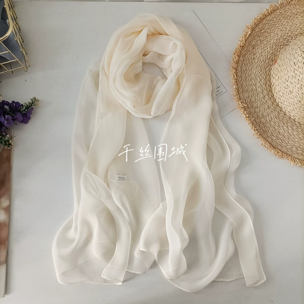 Summer Korean version of Women's Little Long Scarf Pure Color Symbol Skin Simpling Simple Dance Chiffon Red Joe Qi Qi Qi Qi Qi Qi Qiqi