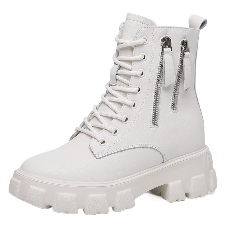 В наличии Ботинки Martin Женская обувь Новая осенне-зимняя хлопчатобумажная обувь больших размеров на флисовой подкладке Женские сапоги Увеличенная толстая подошва Средняя обувь