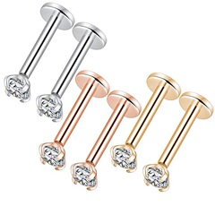 Zirconium Black Earrings Lip Stud with Internal Thread Zirconium Lip Stud Ear Bone Stud Body Piercing Jewelry