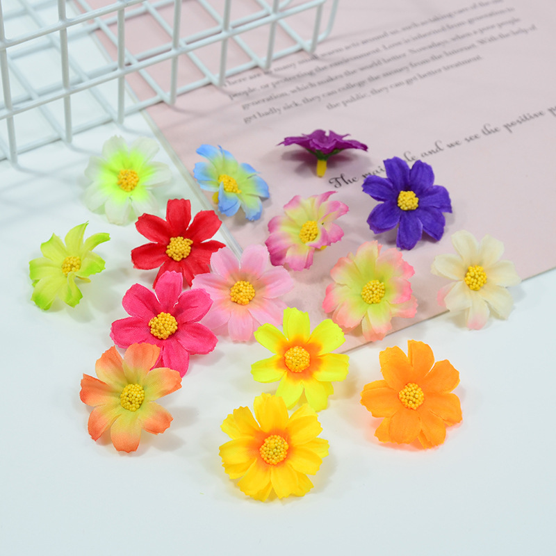 跳兰菊花朵仿真彩色小雏菊头饰服装裙子鞋花diy花环手环糖盒配件