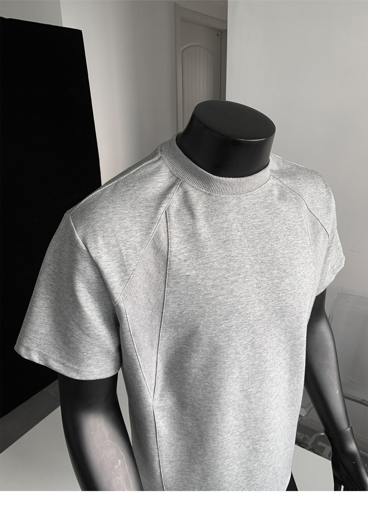 Herren-T-Shirt mit kurzen Ärmeln, schwerer Rundhalsausschnitt, entspannte Passform, atmungsaktive Polyester-Baumwollmischung, lässiges Sommer-T-Shirt für den Alltag (Grau/)_voghion.com