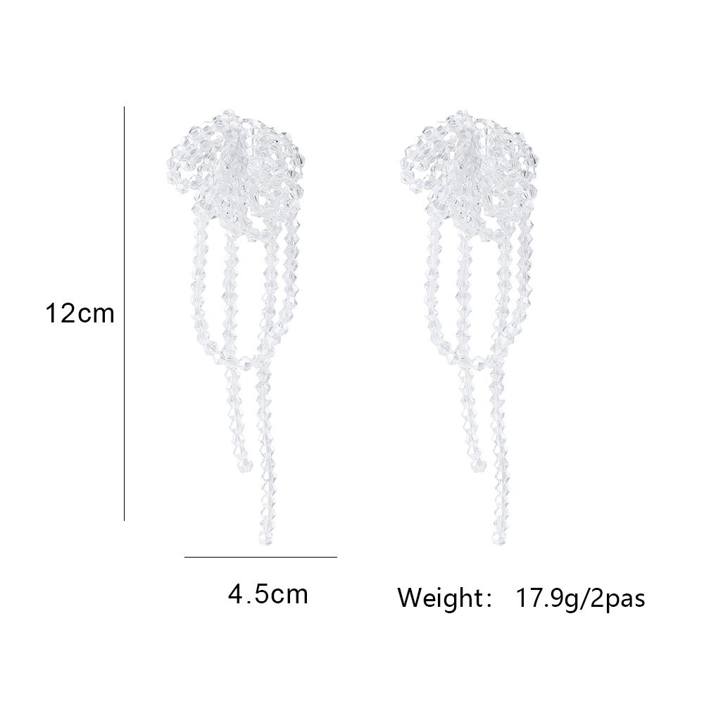 Korean Crystal Tassel Long Earrings Wholesale Nihaojewelry display picture 1