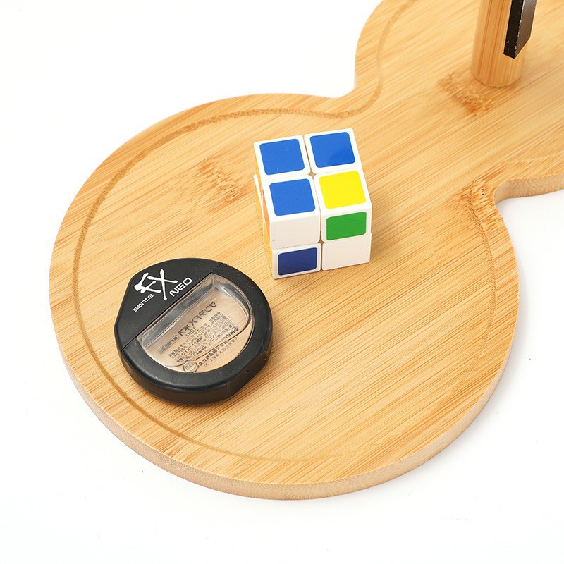 Fábrica personalizada en forma de calabaza de bambú estante de almacenamiento porche llavero estante de almacenamiento para dibujos de muestra logotipo personalizado etiqueta