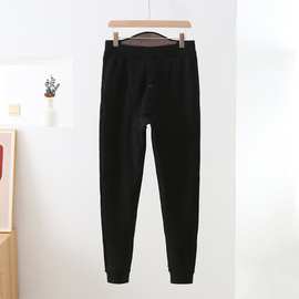 秋冬款加绒加厚秋款颗粒绒蚕丝贴片男士保暖裤中青年纯色修身棉裤