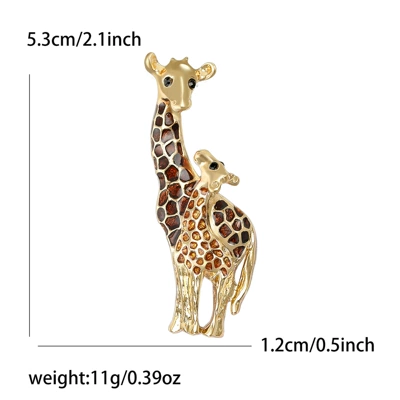 Yaxa sancaqları enamel giraffe brooch temperament exaggerated - brown-color-2280-br