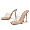 Crystal transparent open toe thin heel European and American model sandal super high heel shoes