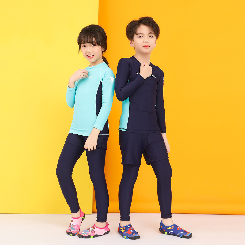 Korean Children's Diving Suit Men's and Women's Jellyfish Suit Snorkeling Surfing Swimsuit Long Sleeve Split Small, Medium and Large Kids Parent-Child Swimsuit