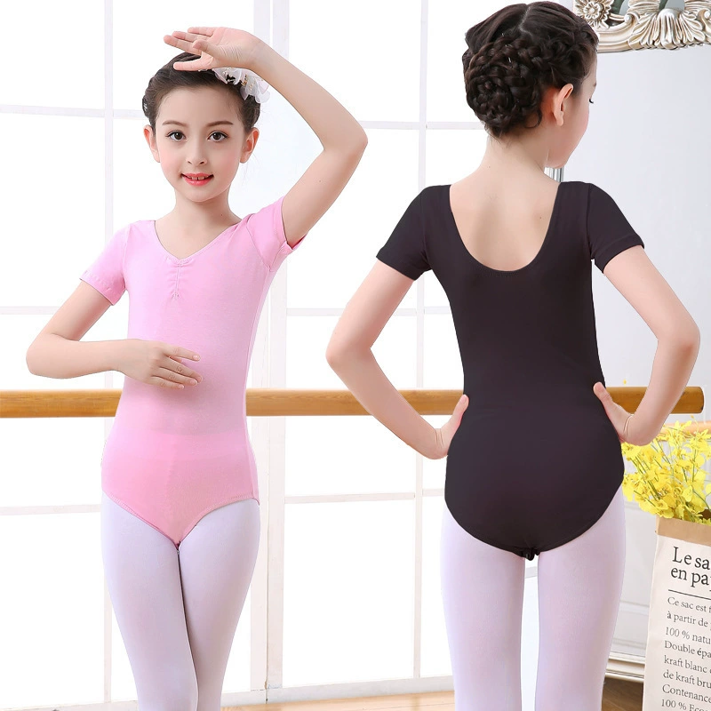 Танцевальная детская танцевальная одежда Тренировочная одежда с короткими рукавами Одежда для настольных выступлений для девочек Латинские танцы Балет Сценические танцы
