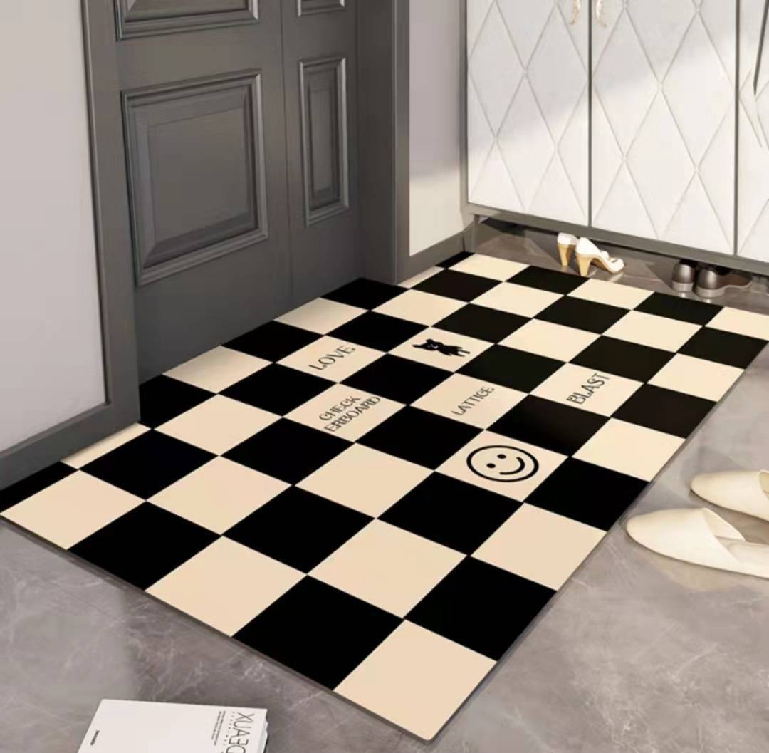 棋盤格皮革防水免洗可裁剪玄關入戶門PVC入戶地墊進門地毯防滑墊