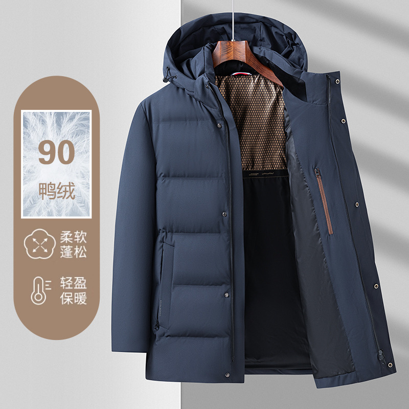 Men's Hooded down Jacket 2025 Winter New Regular Style Middle-Aged Business Casual Warm High-Quality down Jacket