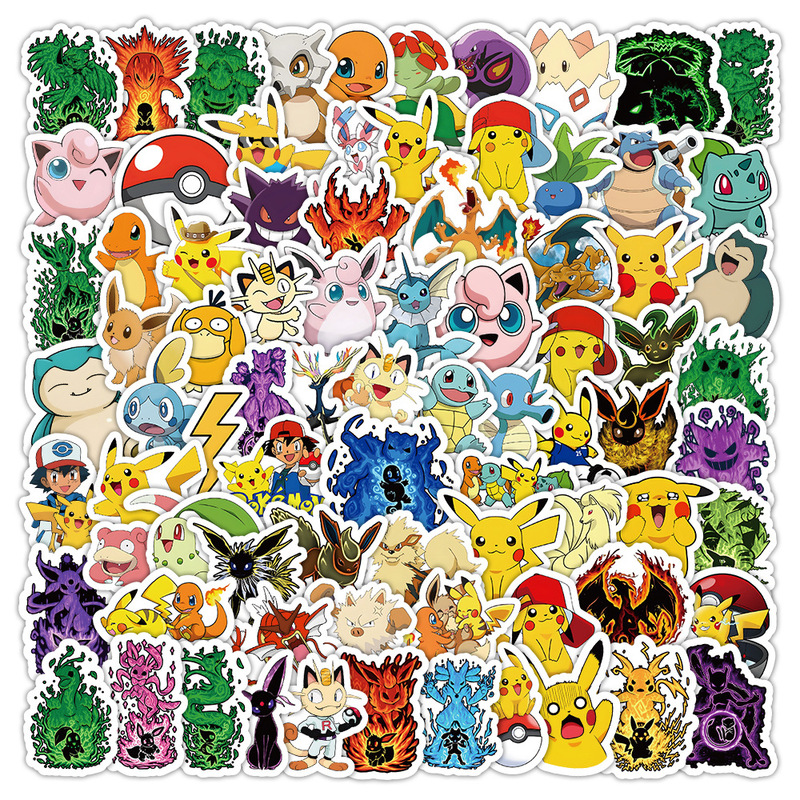 Hot-Selling Japanese Anime Pokemon Graffiti Stickers DIY Refrigerator Desk Anime Merchandise 100 Pieces Hot-Selling Japanese Anime Pokemon Graffiti Stickers DIY Refrigerator Desk Anime Merchandise 100 Pieces