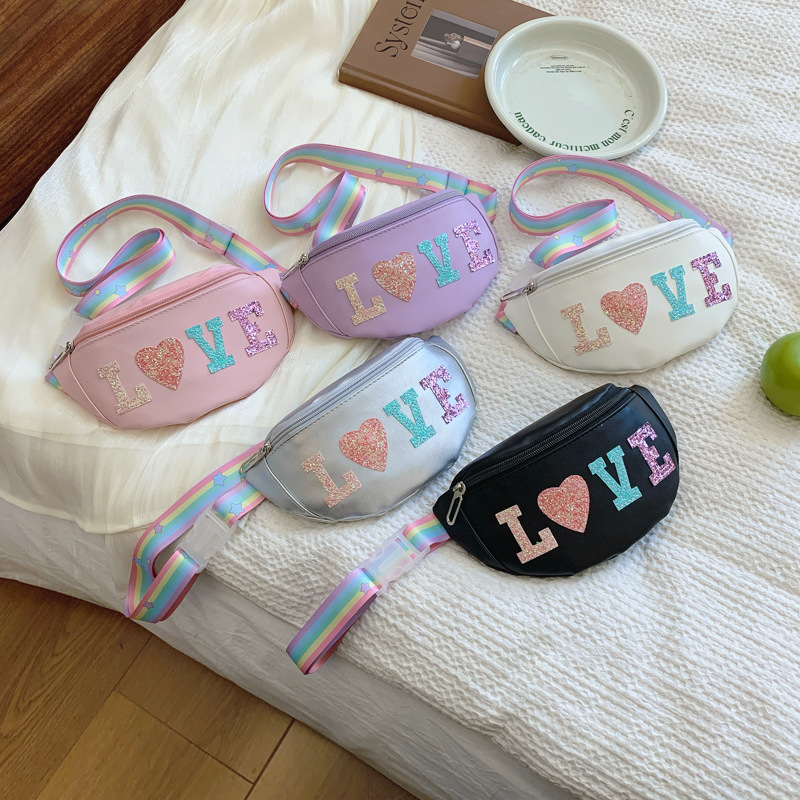 2025 nuevo bolso para niños letras de estilo extranjero, bolso de moda de sequillas para bebés, bolso de pecho popular coreano para niños y niñas