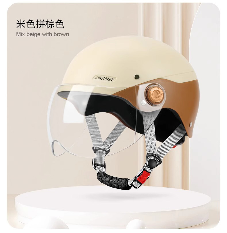 3C certified new national standard electric vehicle helmet, motorcycle helmet for men and women, electric scooter safety helmet, summer half helmet that doesn't press on hair