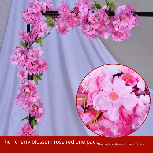 Simulated cherry blossom vine air conditioning pipeline screen wicker chair decoration artificial flower vine wedding backdrop door head wall decoration